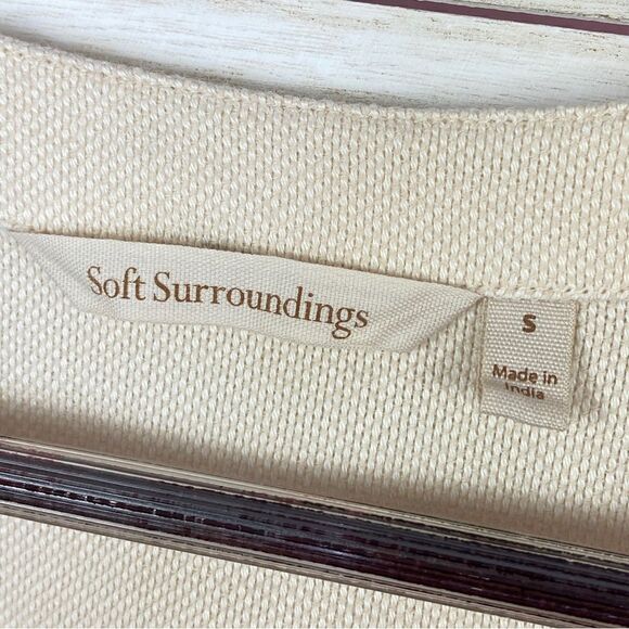 Soft Surroundings Juliet Woven Tasseled Cardigan Topper Jacket Beige Small - Picture 11 of 15